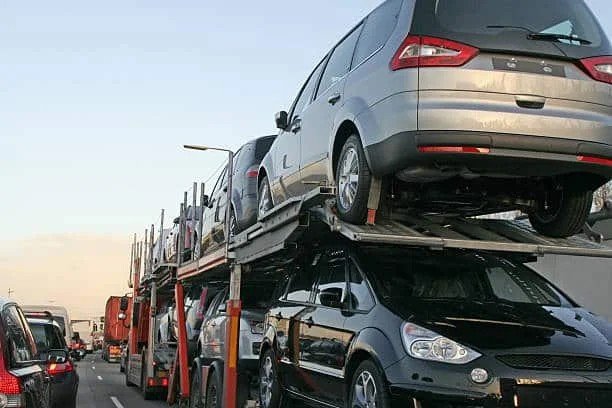 Car carrier transporting multiple vehicles for auto transport