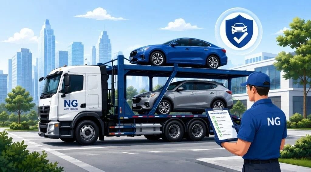 Car transport carrier safely delivering vehicles with NG Auto Haulers