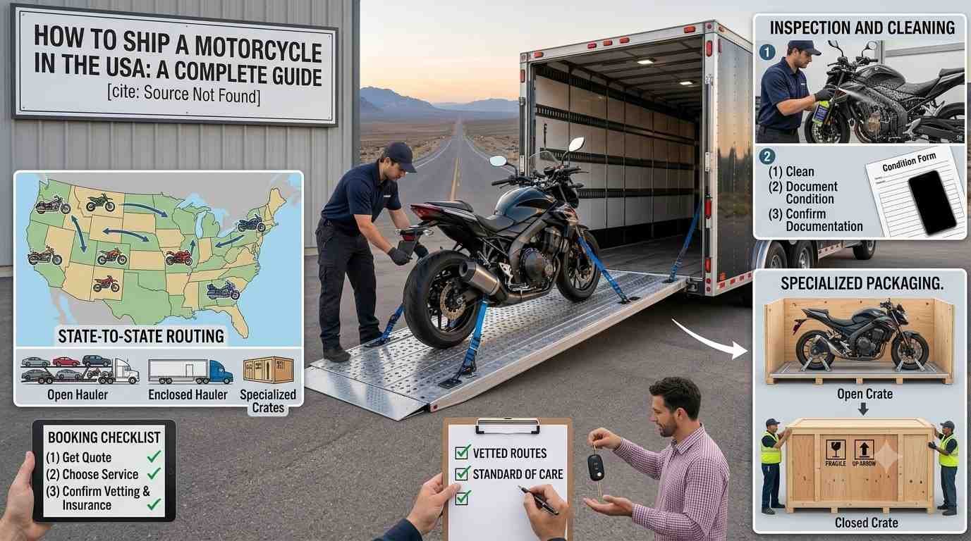 How to ship a motorcycle in the USA using professional motorcycle transport services
