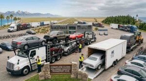 Cross-country car shipping in the USA with auto transport carriers and vehicle loading