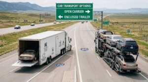 Open and enclosed car transport options for vehicle shipping across the USA