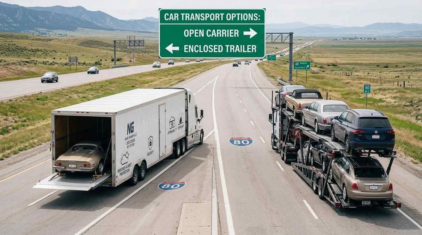 Open and enclosed car transport options for vehicle shipping across the USA