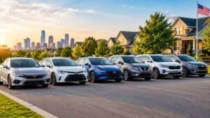 Affordable cars to buy in the USA in 2026, featuring a lineup of compact sedans and small SUVs.