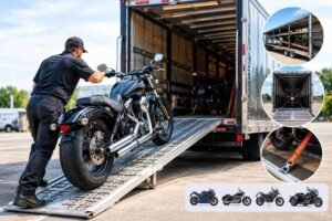 Proper motorcycle loading and securement for safe motorcycle transport in the USA
