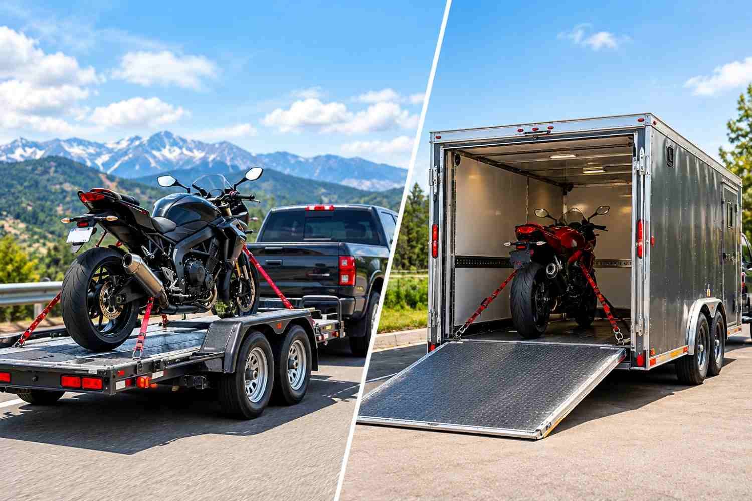 Open vs. enclosed motorcycle transport options for shipping a motorcycle in the USA